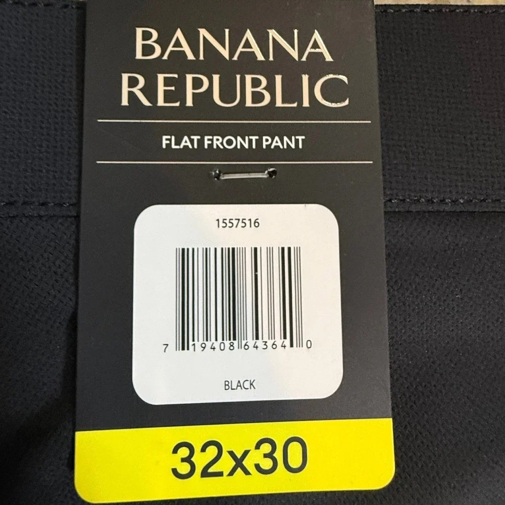 Banana Republic Mens Flat Front Pants Black 32x30 Straight Leg 1557516 NWT